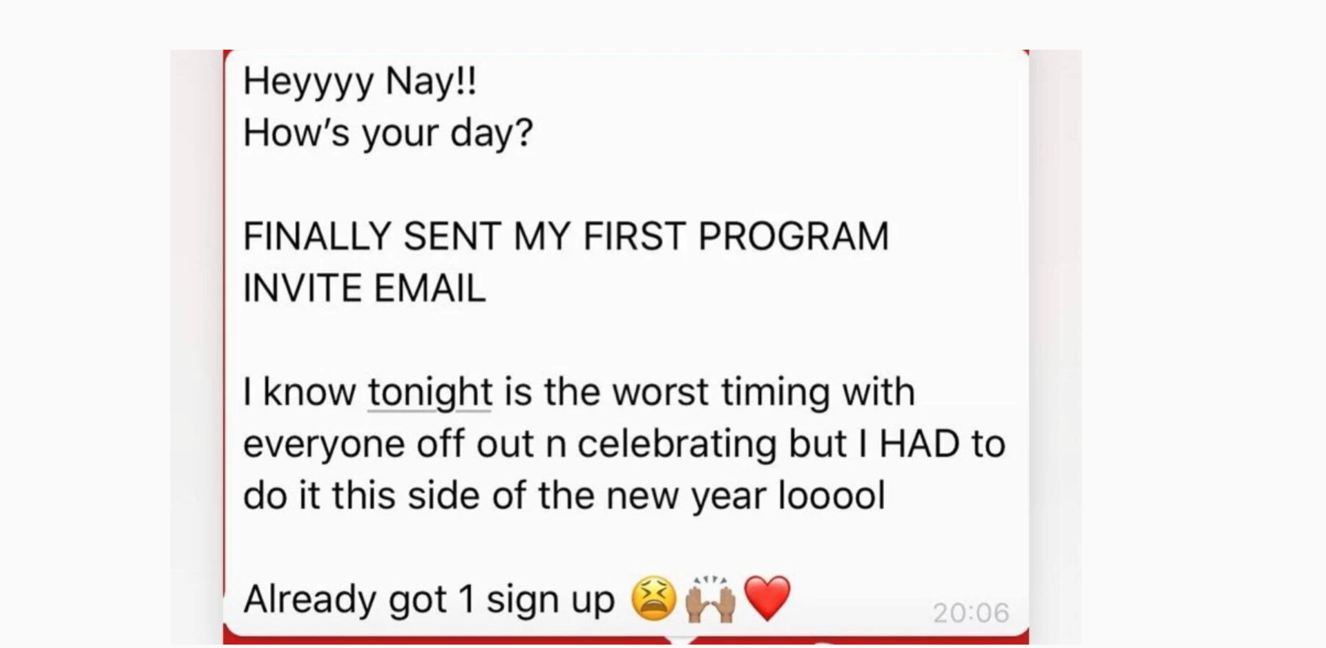 Client testimonial about first program launch